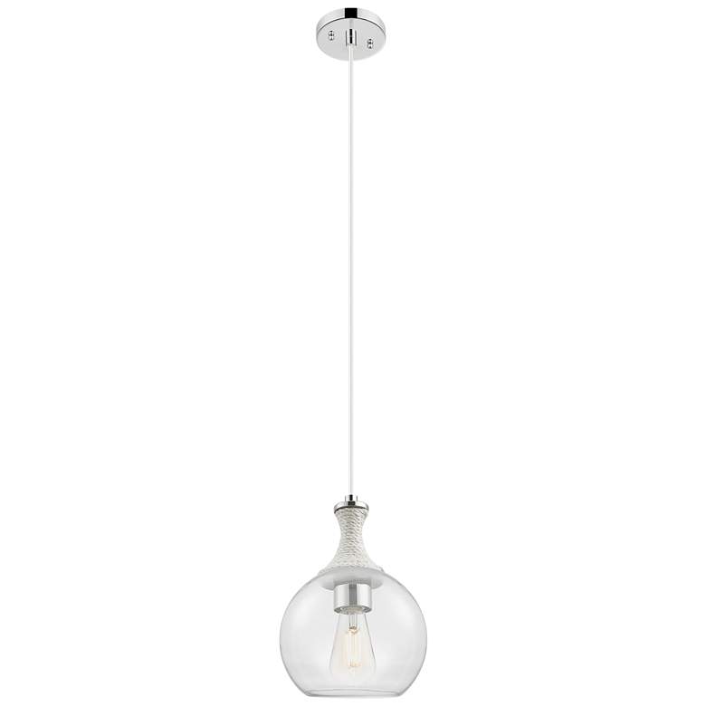 Image 1 Downtown Astor 8"W White Rope Cord Nickel Mini Pendant w/ Clear Shade