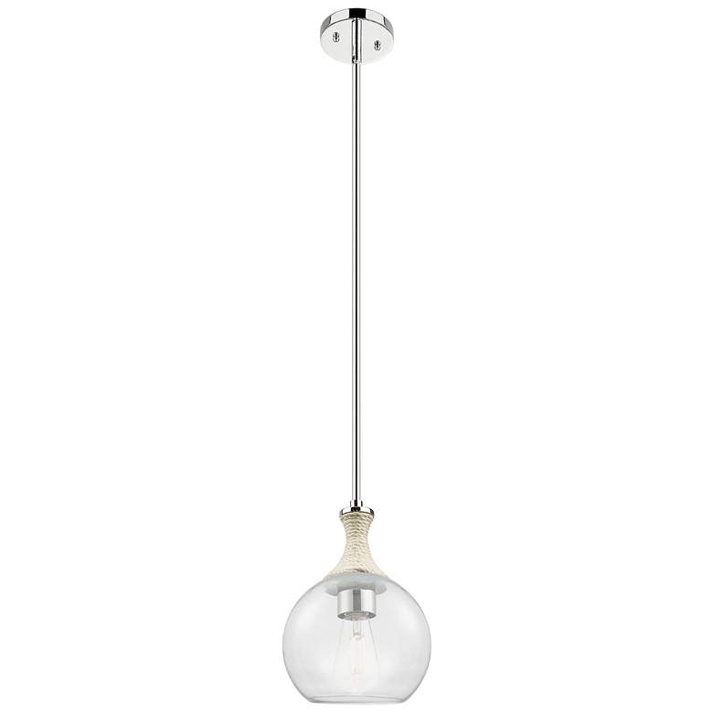 Image 1 Downtown Astor 8"W White Rope Nickel Mini Pendant w/ Clear Shade