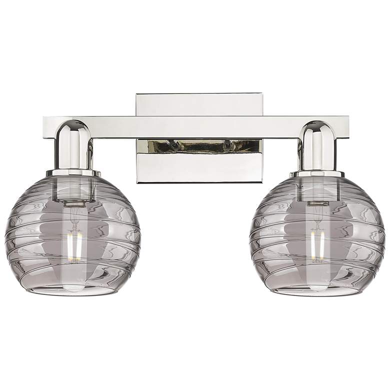 Image 1 Downtown Athens Deco 16"W Nickel Vanity Light w/ Smoke Swirl Shade