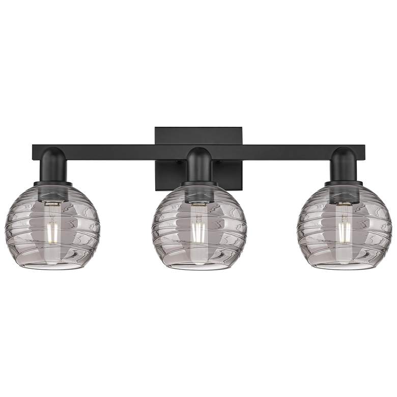 Image 1 Downtown Athens Deco 26"W Black Vanity Light w/ Smoke Swirl Shade