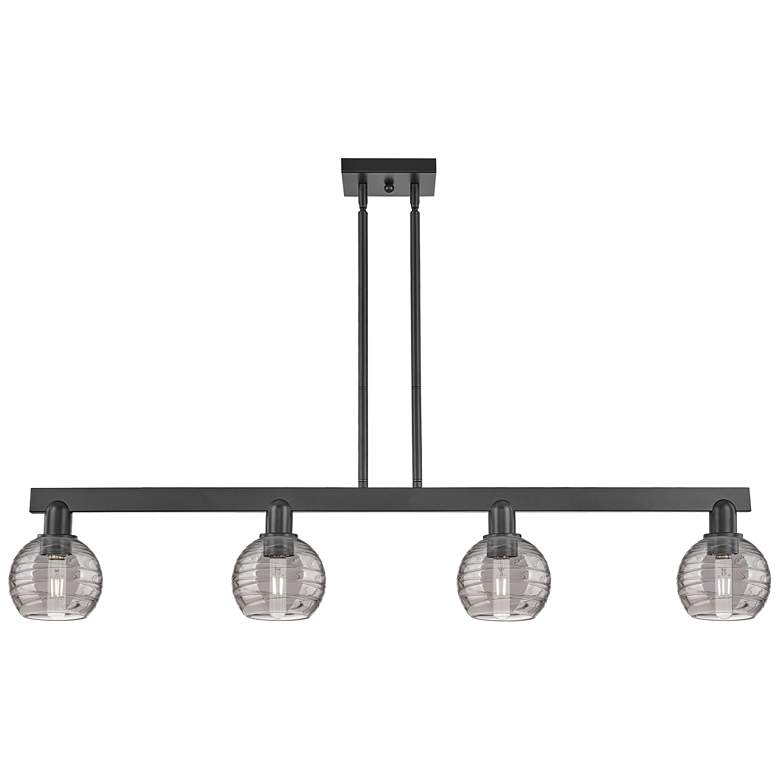 Image 1 Downtown Athens Deco 46"W Black Island Light w/ Smoke Swirl Shade