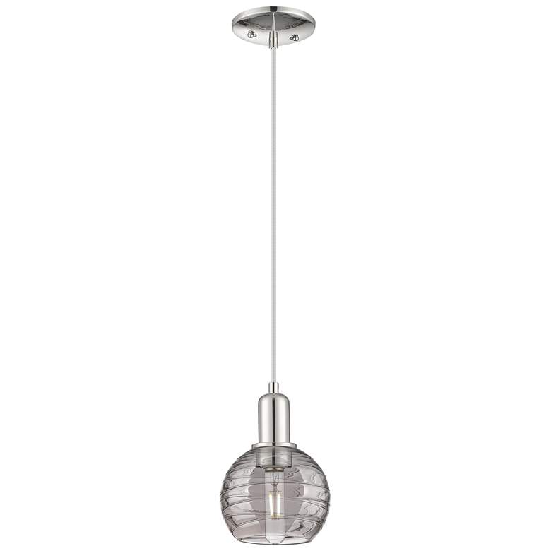 Image 1 Downtown Athens Deco 6"W Cord Nickel Pendant w/ Smoke Swirl Shade