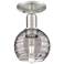 Downtown Athens Deco 6"W Satin Nickel Semi-Flush w/ Smoke Swirl Shade