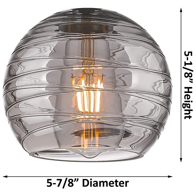 Image 2 Downtown Athens Deco 6"W Satin Nickel Semi-Flush w/ Smoke Swirl Shade more views
