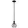 Downtown Athens Deco Swirl 6"W Black Mini Pendant w/ Smoke Swirl Shade