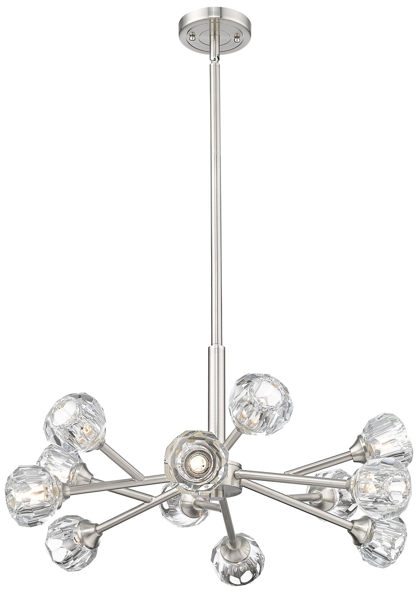 Downtown Aurora 24"W 12 Light Satin Nickel Chandelier w/ Clear Glass