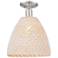 Downtown Ballston Dome 12"W Satin Nickel Semi-Flush w/ Natural Shade