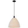 1_Downtown Ballston Dome 16"W Cord Black Pendant w/ Natural Shade