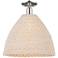 Downtown Ballston Dome 16"W Nickel Semi-Flush w/ Natural Shade