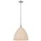 Downtown Ballston Dome 16"W Satin Nickel Pendant w/ Natural Shade
