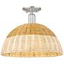 Downtown Ballston Dome 16"W Satin Nickel Semi-Flush w/ Basketweave Shade