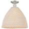 Downtown Ballston Dome 16"W Satin Nickel Semi-Flush w/ Natural Shade