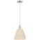 Downtown Ballston Dome 9"W Cord Satin Nickel Pendant w/ Natural Shade