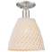 Downtown Ballston Dome 9"W Satin Nickel Semi-Flush w/ Natural Shade