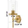 3_Downtown Blakeley 15 "H Brushed Brass Wall Sconce w/ Clear Shade more views