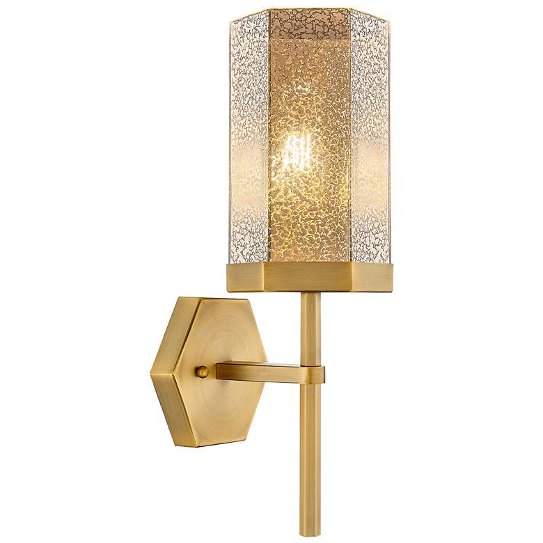 Image 1 Downtown Blakeley 15 "H Brushed Brass Wall Sconce w/ Mercury Shade
