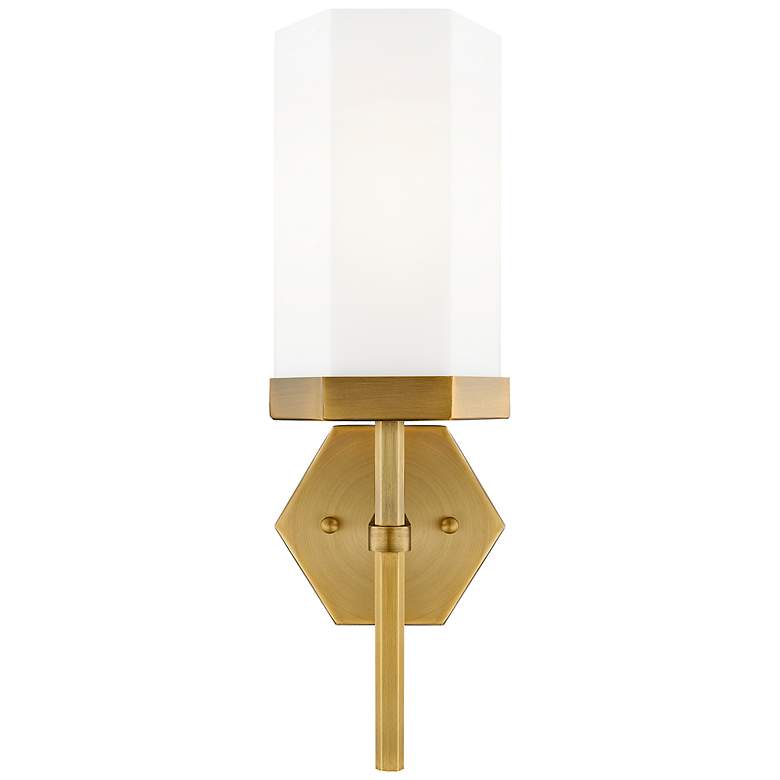 Image 2 Downtown Blakeley 15 "H Brushed Brass Wall Sconce w/ White Shade more views