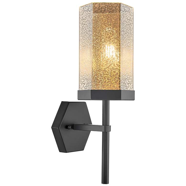 Image 1 Downtown Blakeley 15 "H Matte Black Wall Sconce w/ Mercury Shade