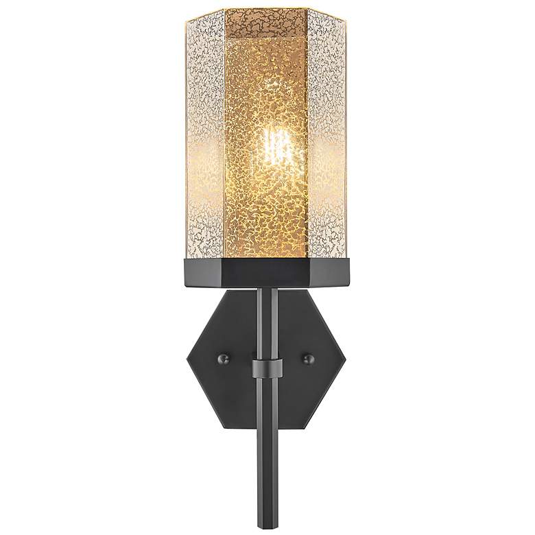 Image 2 Downtown Blakeley 15 "H Matte Black Wall Sconce w/ Mercury Shade more views