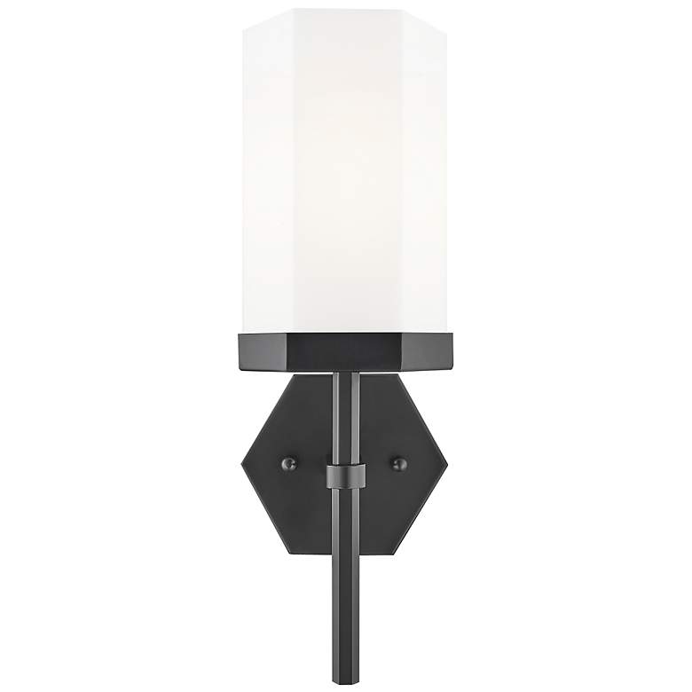 Image 2 Downtown Blakeley 15 "H Matte Black Wall Sconce w/ White Shade more views