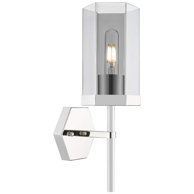Image 1 Downtown Blakeley 15 "H Nickel Wall Sconce w/ Light Smoke Shade