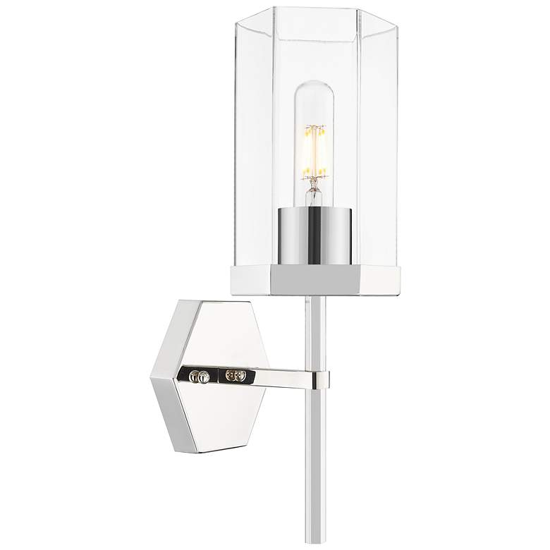 Image 1 Downtown Blakeley 15 "H Polished Nickel Wall Sconce w/ Clear Shade