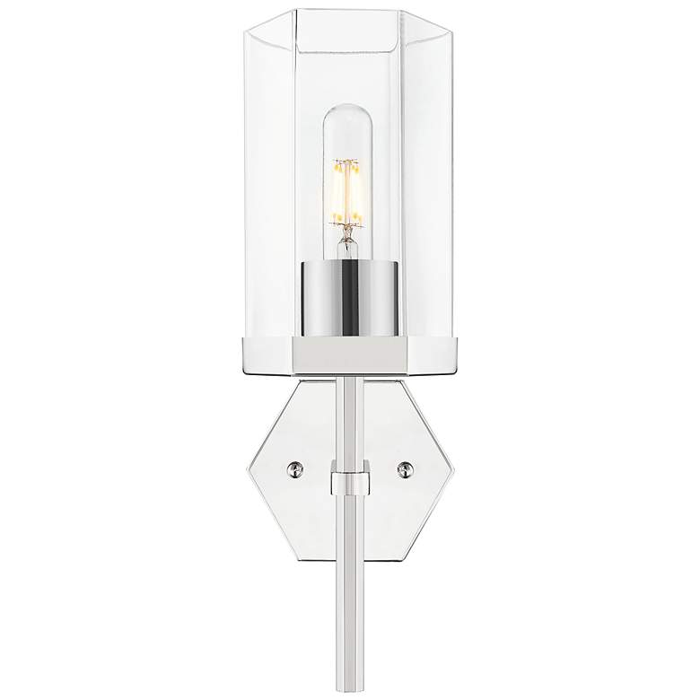 Image 2 Downtown Blakeley 15 "H Polished Nickel Wall Sconce w/ Clear Shade more views