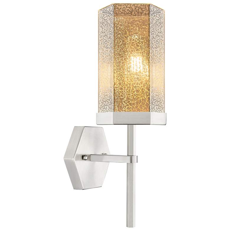 Image 1 Downtown Blakeley 15 "H Satin Nickel Wall Sconce w/ Mercury Shade