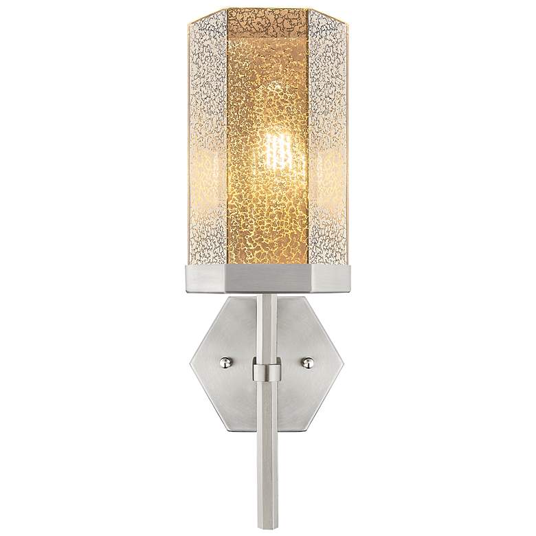 Image 2 Downtown Blakeley 15 "H Satin Nickel Wall Sconce w/ Mercury Shade more views