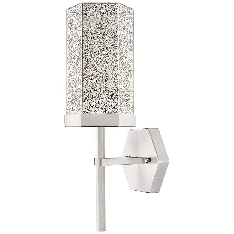 Image 4 Downtown Blakeley 15 "H Satin Nickel Wall Sconce w/ Mercury Shade more views