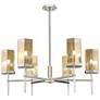 1_Downtown Blakeley 32"W 6 Light Satin Nickel Chandelier w/ Mercury Shade