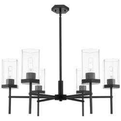Downtown Blakeley 32"W 6 Light Stem Black Chandelier w/ Clear Shade