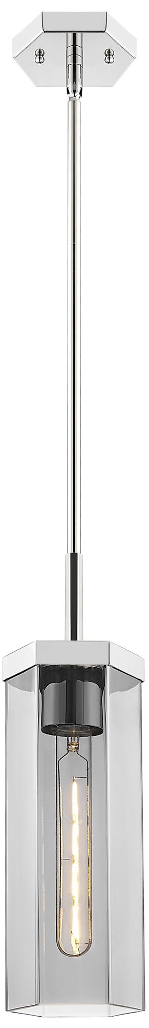Downtown Blakeley 5"W Polished Nickel Pendant w/ Light Smoke Shade