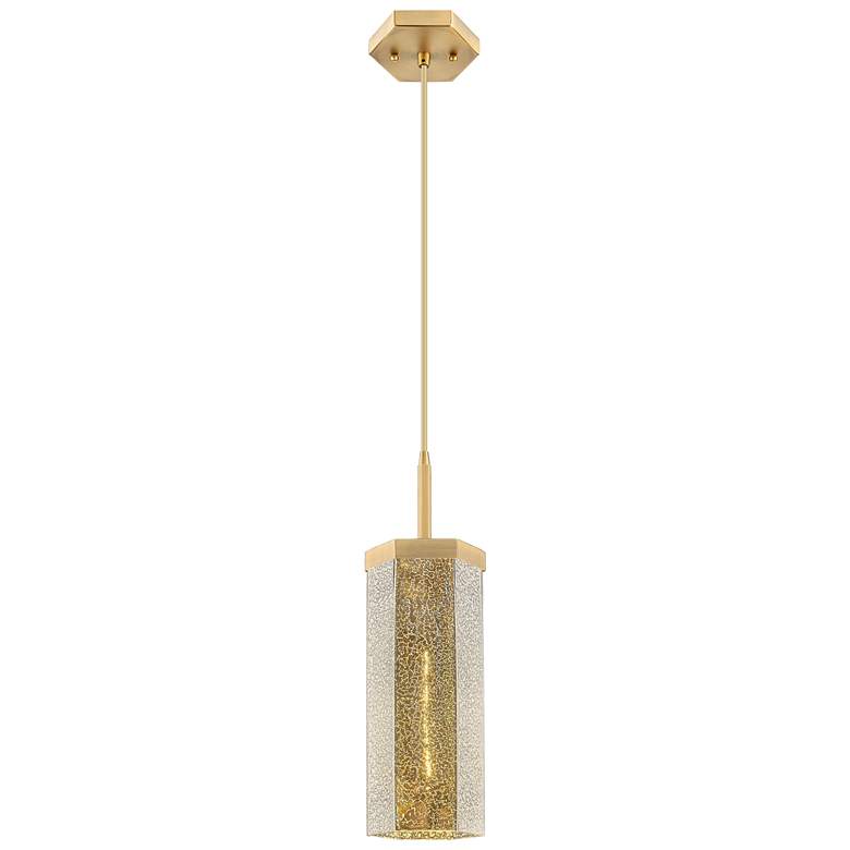 Image 1 Downtown Blakeley 5"W Cord Brushed Brass Pendant w/ Mercury Shade