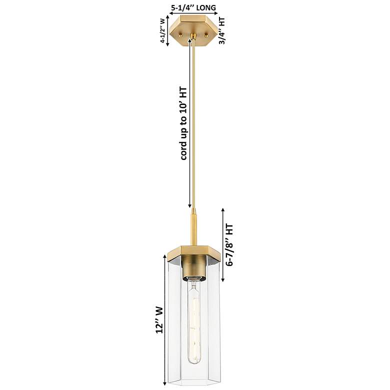 Image 2 Downtown Blakeley 5"W Cord Brushed Brass Pendant w/ Mercury Shade more views
