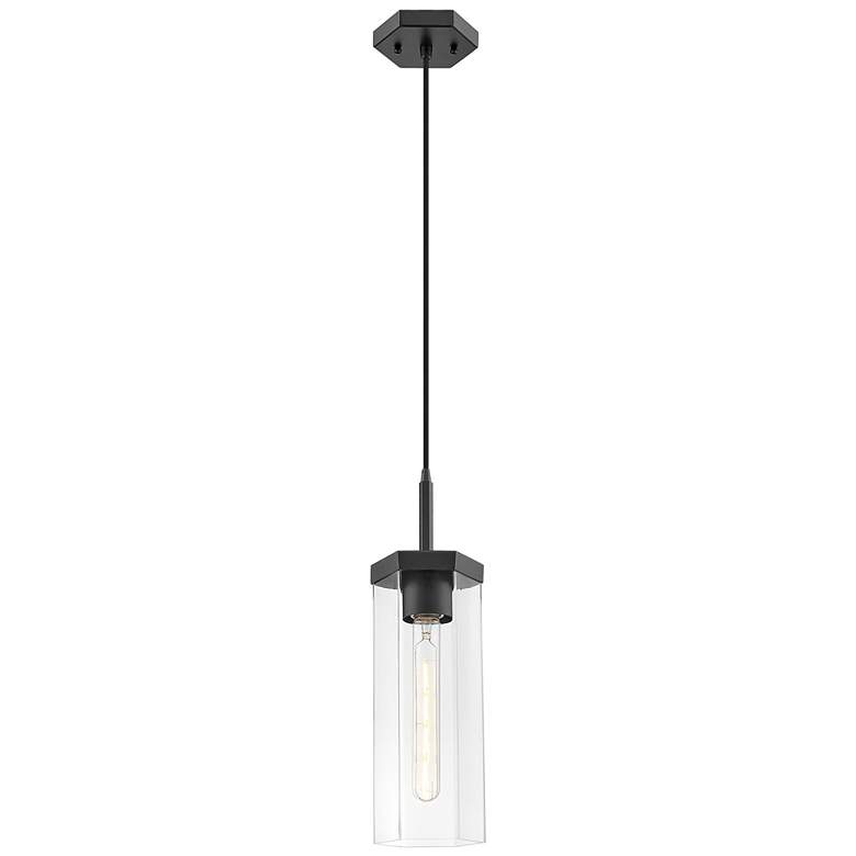 Image 1 Downtown Blakeley 5"W Cord Matte Black Pendant w/ Clear Shade
