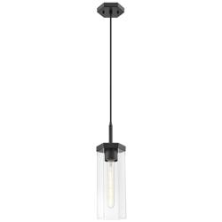 Downtown Blakeley 5"W Cord Matte Black Pendant w/ Clear Shade