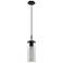 Downtown Blakeley 5"W Cord Matte Black Pendant w/ Light Smoke Shade