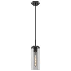 Downtown Blakeley 5"W Cord Matte Black Pendant w/ Light Smoke Shade