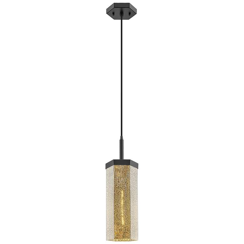 Image 1 Downtown Blakeley 5"W Cord Matte Black Pendant w/ Mercury Shade