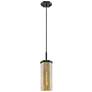 1_Downtown Blakeley 5"W Cord Matte Black Pendant w/ Mercury Shade