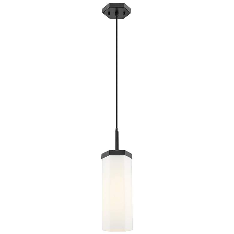 Image 1 Downtown Blakeley 5"W Cord Matte Black Pendant w/ White Shade