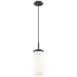 Downtown Blakeley 5"W Cord Matte Black Pendant w/ White Shade