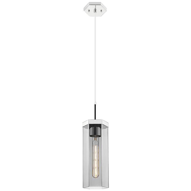 Image 1 Downtown Blakeley 5"W Cord Nickel Pendant w/ Light Smoke Shade