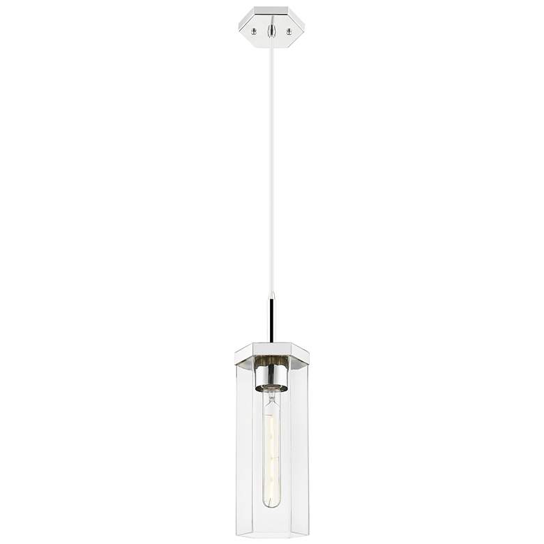 Image 1 Downtown Blakeley 5"W Cord Polished Nickel Pendant w/ Clear Shade