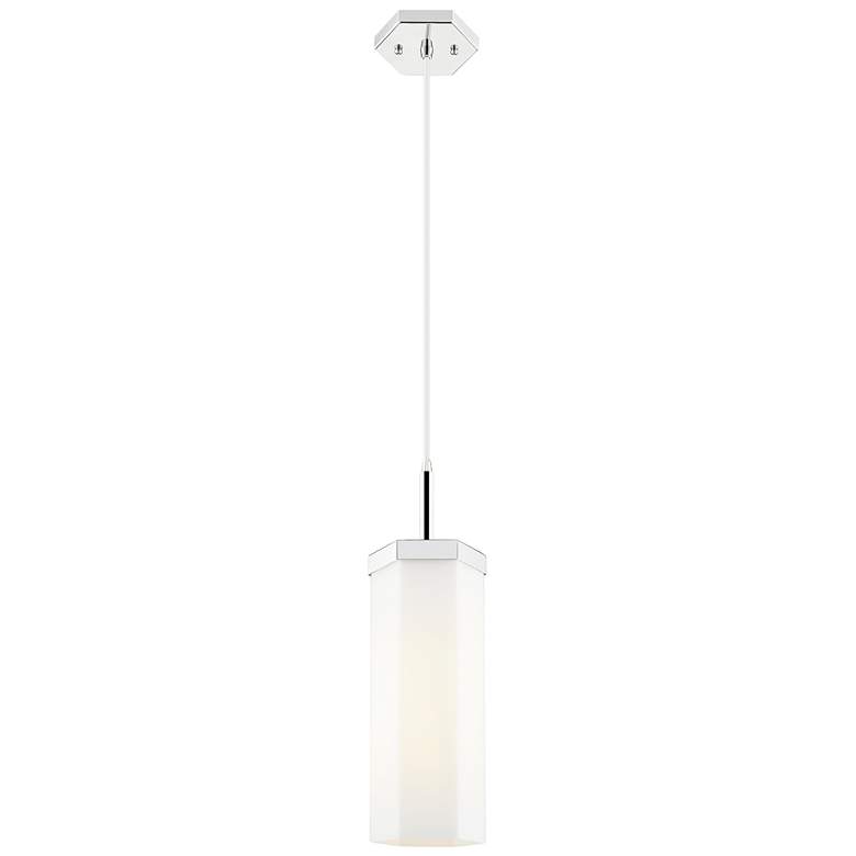 Image 1 Downtown Blakeley 5"W Cord Polished Nickel Pendant w/ White Shade
