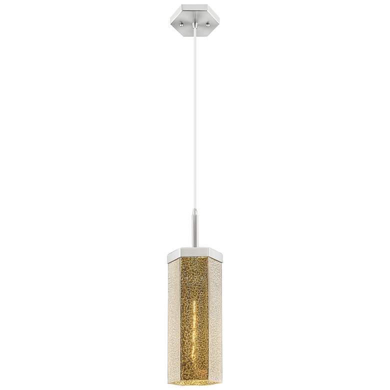 Image 1 Downtown Blakeley 5"W Cord Satin Nickel Pendant w/ Mercury Shade