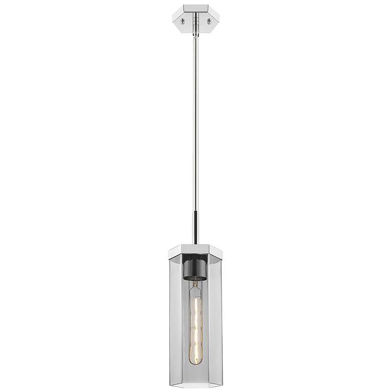 Image 2 Downtown Blakeley 5"W Polished Nickel Pendant w/ Light Smoke Shade