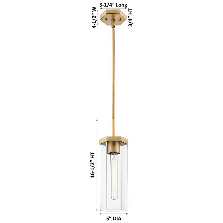 Image 2 Downtown Blakeley 5"W Stem Brushed Brass Pendant w/ Mercury Shade more views