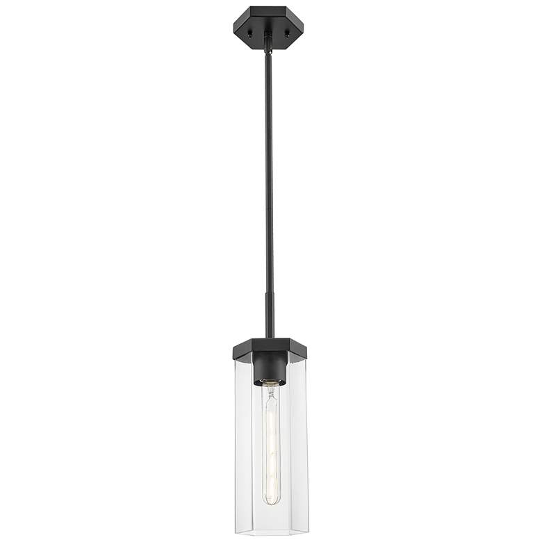 Image 2 Downtown Blakeley 5"W Stem Matte Black Pendant w/ Clear Shade